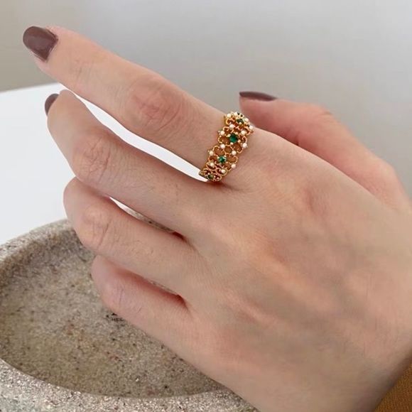 CLOSING SALE! 18K Gold Plated Adjustable Retro Inspired Ring - Picture 5 of 6